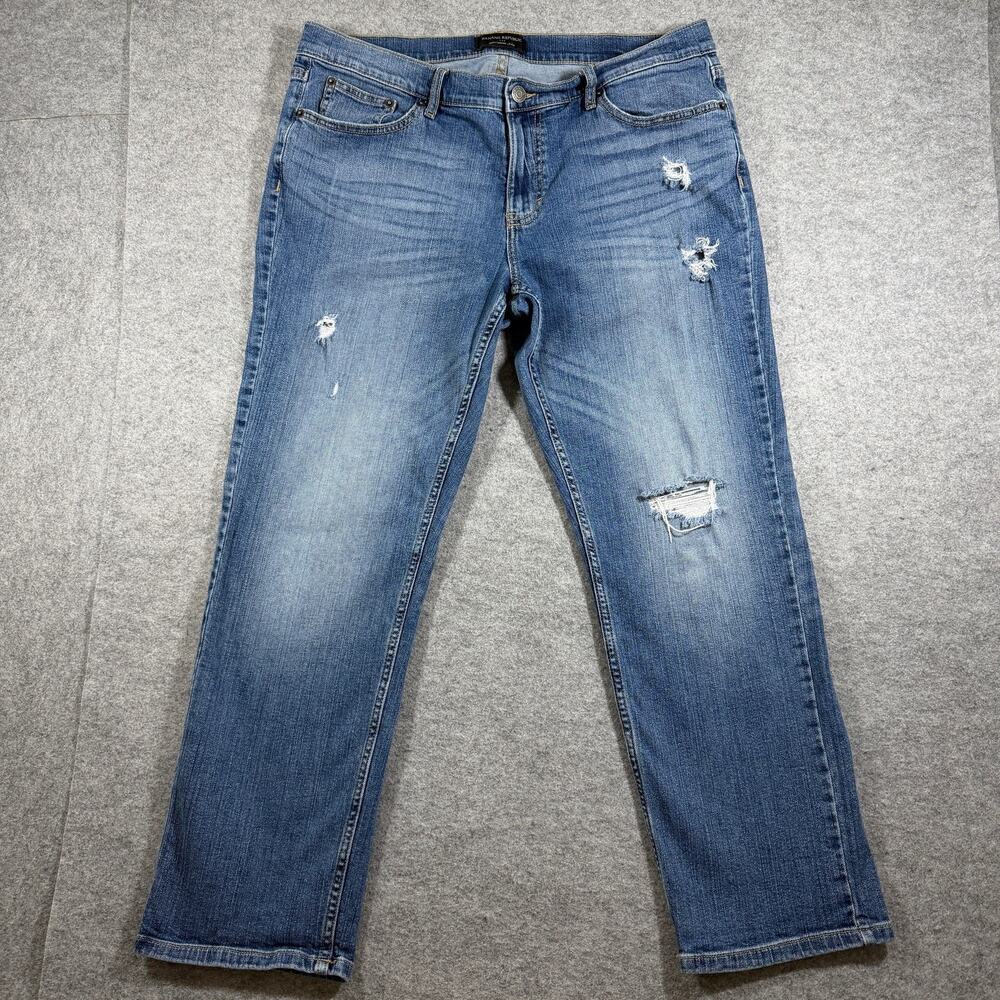 Banana Republic Girlfriend Jeans Womens M (33x27) Blue Denim Distressed Stretch